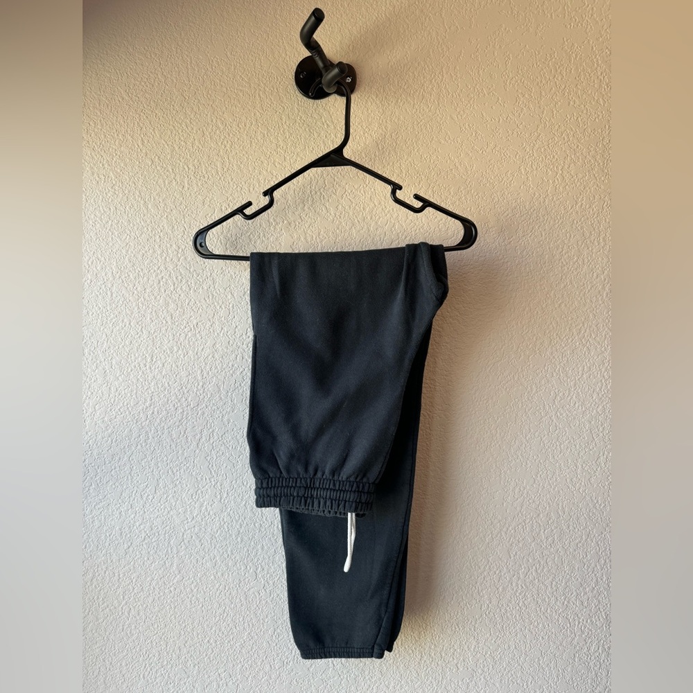 Plain black sweats.